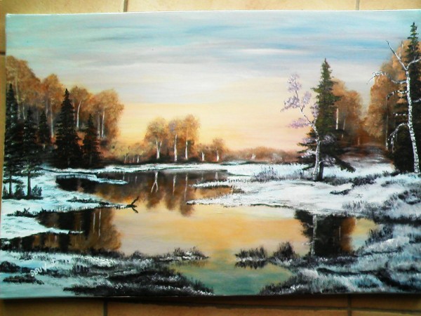 Picturi cu peisaje Inceput de iarna