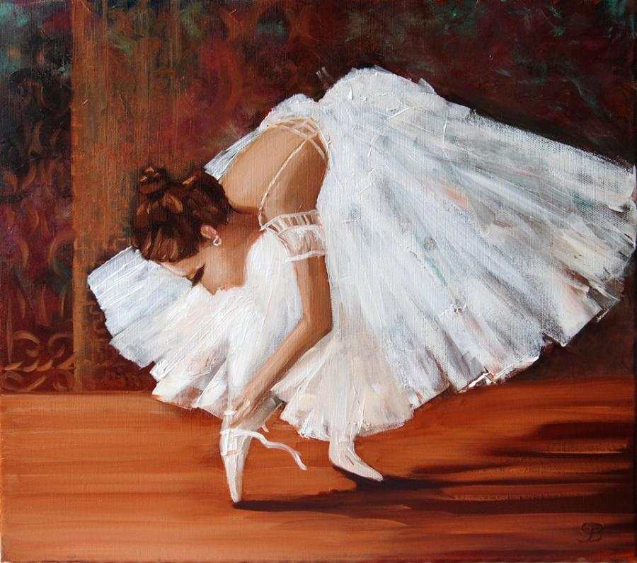 Picturi cu potrete/nuduri Ballerina fixing her slippers