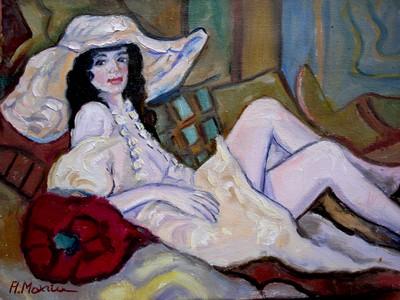 Picturi cu potrete/nuduri Doamna cu palarie