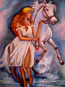 Picturi cu potrete/nuduri Fata cu calul