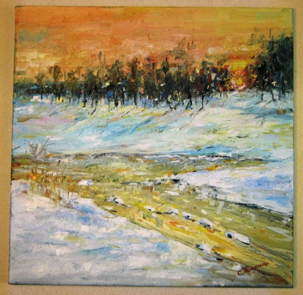 Picturi de iarna Apus de iarna