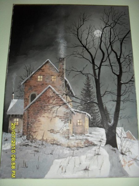 Picturi de iarna Noaptea pe timp de iarna 2