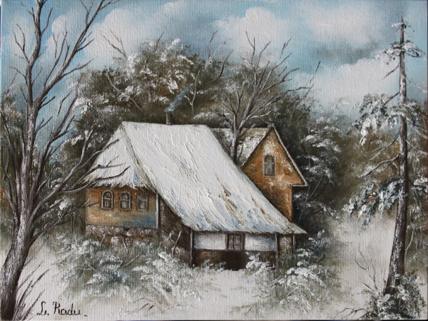 Picturi de iarna Iarna cu casute