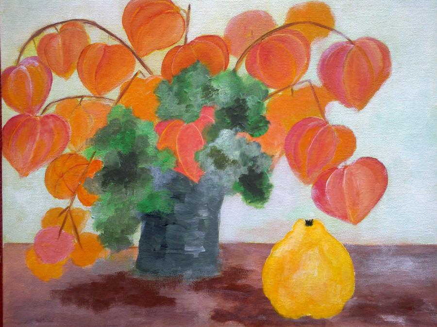 Picturi de toamna Physalis si Gutuie