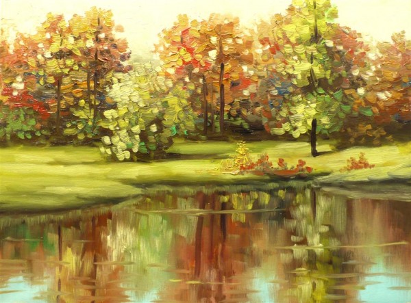 Picturi de toamna Peisaj cu lac