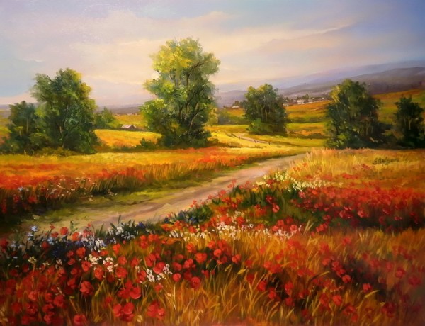 Picturi de vara Lanuri cu maci