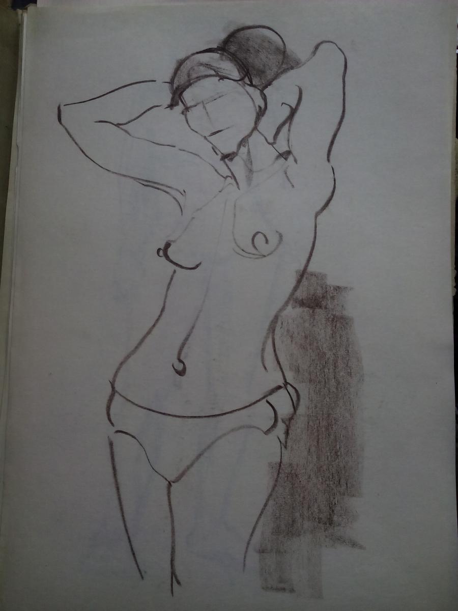 Picturi in creion / carbune st5 anii 70