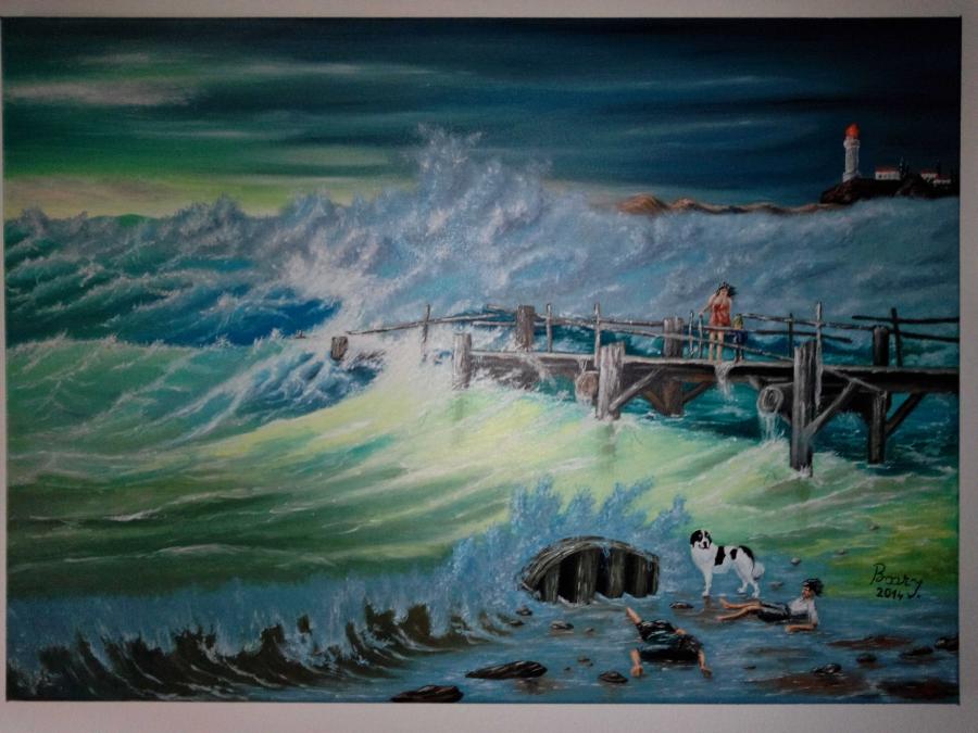 Picturi maritime navale Vine furtuna