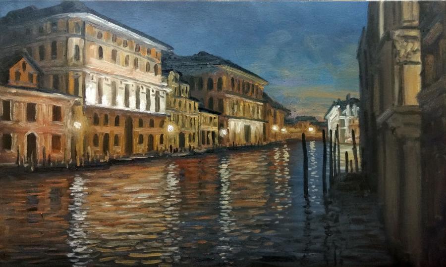 Picturi maritime navale Venetia noaptea