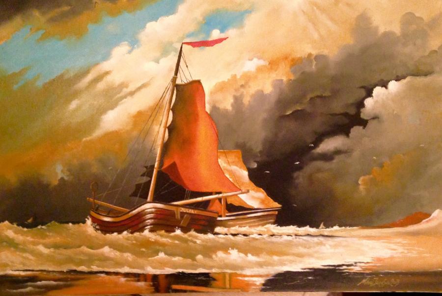 Picturi maritime navale Peisaj cu nave