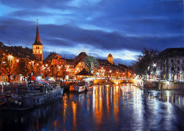 Picturi maritime navale Port in orasul strasbourg