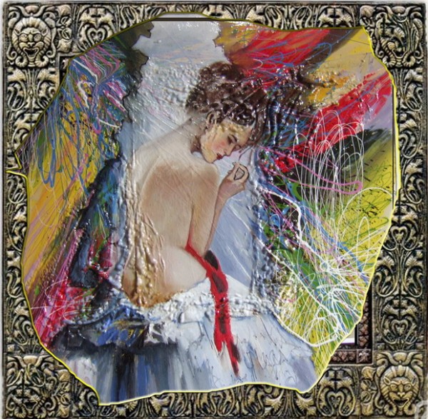 Picturi surrealism Nud in lumina zigurata--208