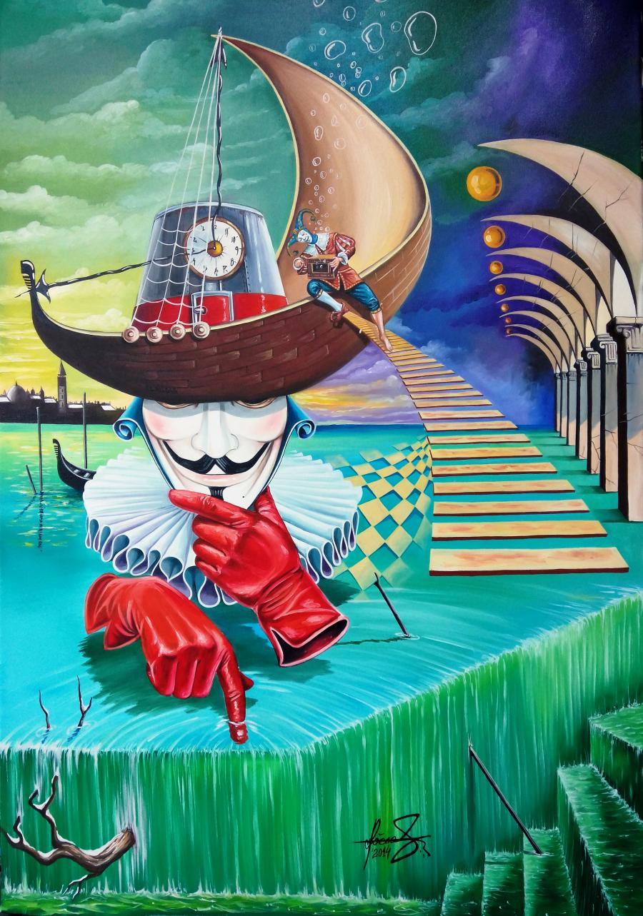Picturi surrealism Il Pagliacci