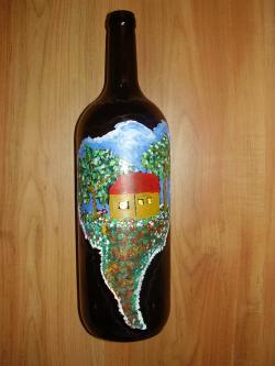 alte Picturi Sticla de vin pictata manual