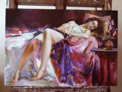 Picturi cu potrete/nuduri  fata odihnind