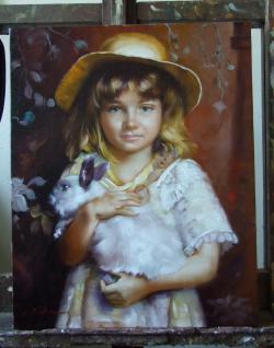 Picturi cu potrete/nuduri fetita cu iepu