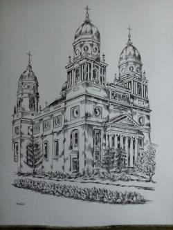 Picturi in creion / carbune catedrala Ia