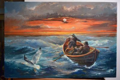 Picturi maritime navale IARNA PE MARE