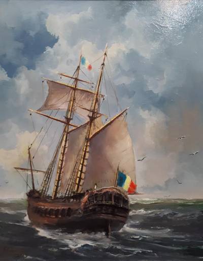 Picturi maritime navale Marea si velieru