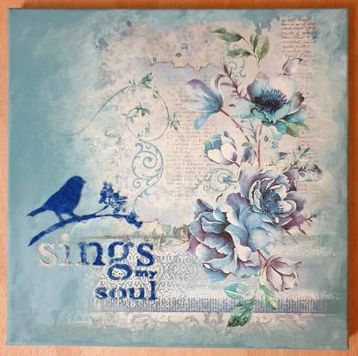 Poza Floare cu pasare, efect de catifea