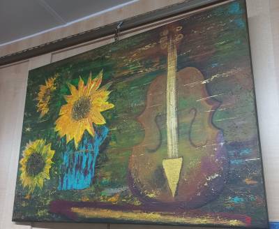 Poza Floarea soarelui și o vioară 70x5