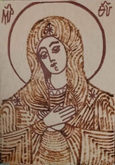 Poza Icoane pirogravate 