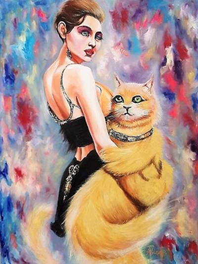 Poza Lady with yellow cat