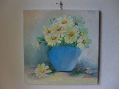 Poza Vas cu margarete-pictura ulei pe pa