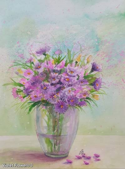 Tablou buchet flori violet