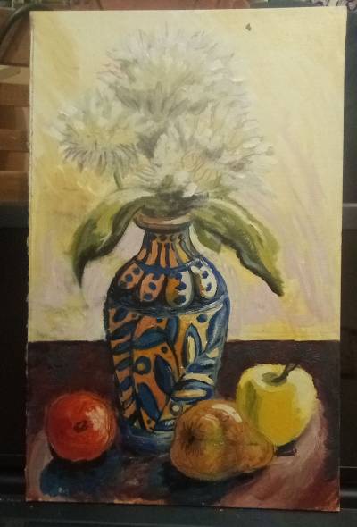 Tablou cu crizanteme albe 