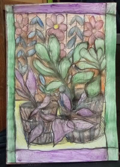 Tablou cu flori crassula ovata și floar