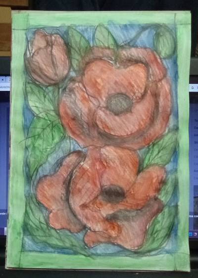 Tablou cu maci rosii