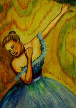 Picturi acuarela Balerina in asteptare