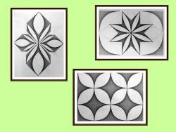 Picturi alb negru setul 6 - 3 tablouri originale, motiv geometric