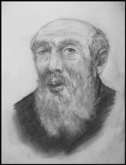 Picturi alb negru Portret de batran 2