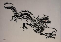 Picturi alb negru Dragonul negru