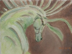 Picturi cu animale Calul verde