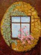 Picturi cu animale Flori la fereastra