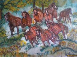 Picturi cu animale herghelie in padure