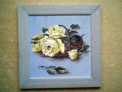 Picturi cu flori cos cu trandafiri galbeni 54