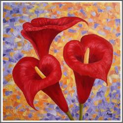 Picturi cu flori Cale rosii...