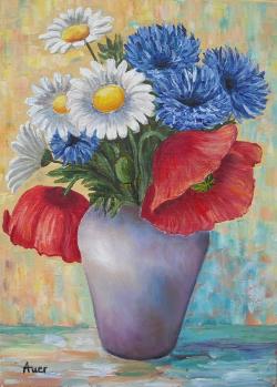 Picturi cu flori Flori de camp in vaza -