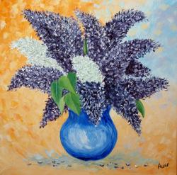 Picturi cu flori Flori de liliac in vaza