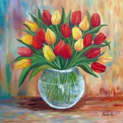 Picturi cu flori Lalele in vas