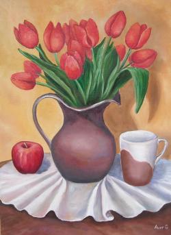 Picturi cu flori Lalele in vaza - 27