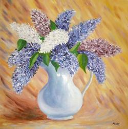 Picturi cu flori Liliac in vaza 9