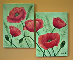 Picturi cu flori Tablou cu maci - 2 buc