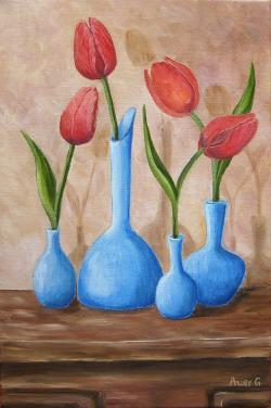Picturi cu flori Vase si lalele