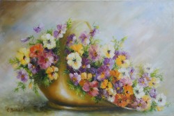 Picturi cu flori Cosulet cu panselute