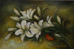 Picturi cu flori crini imperiali albi